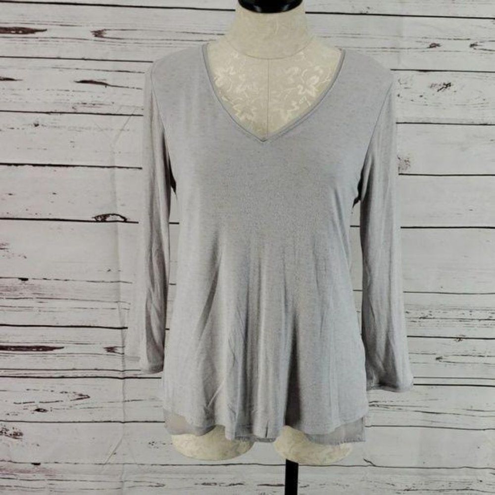 Democracy gray long sleeve blouse medium